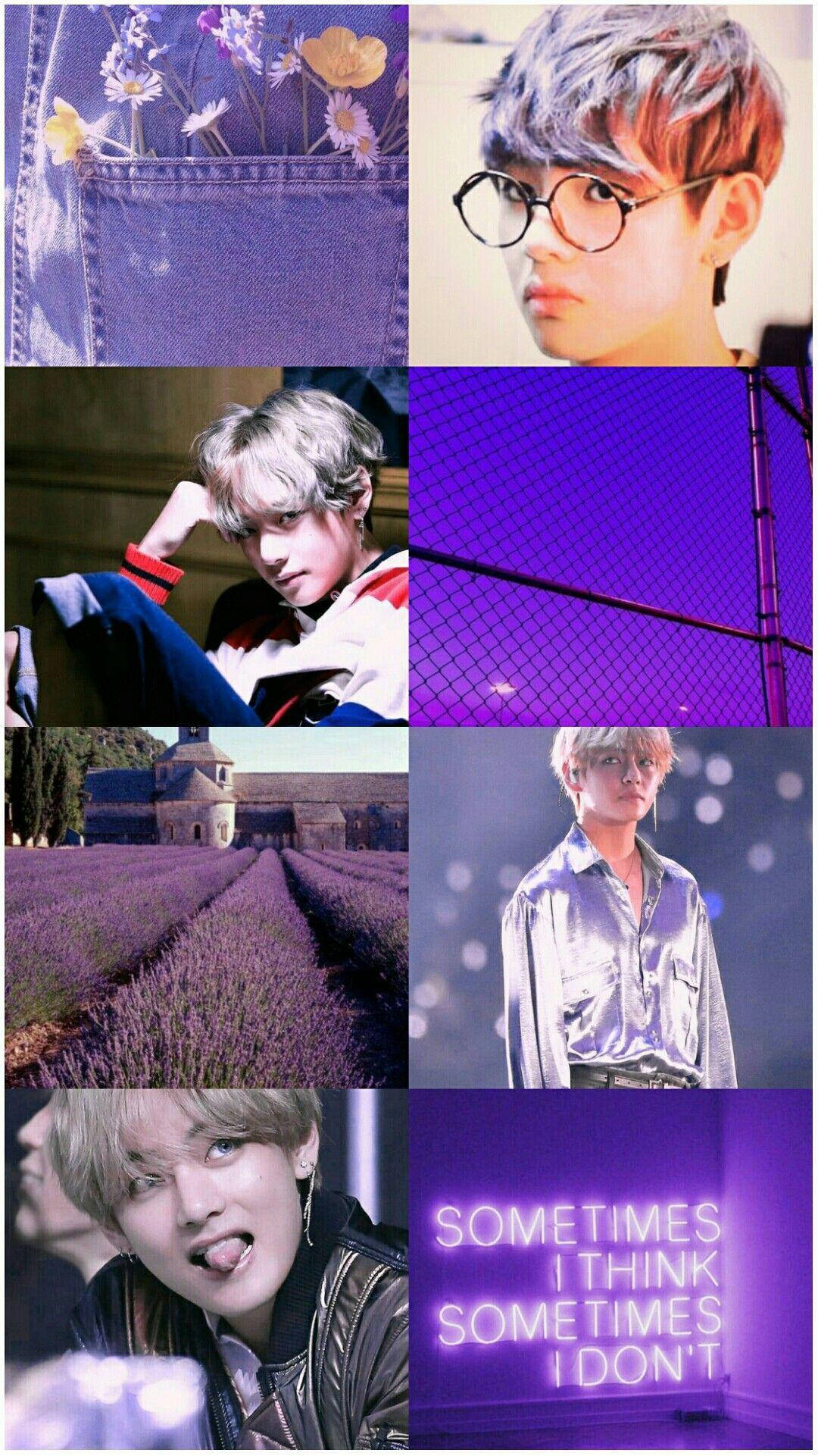 BTS 成員 V 紫色光影美學 壁紙