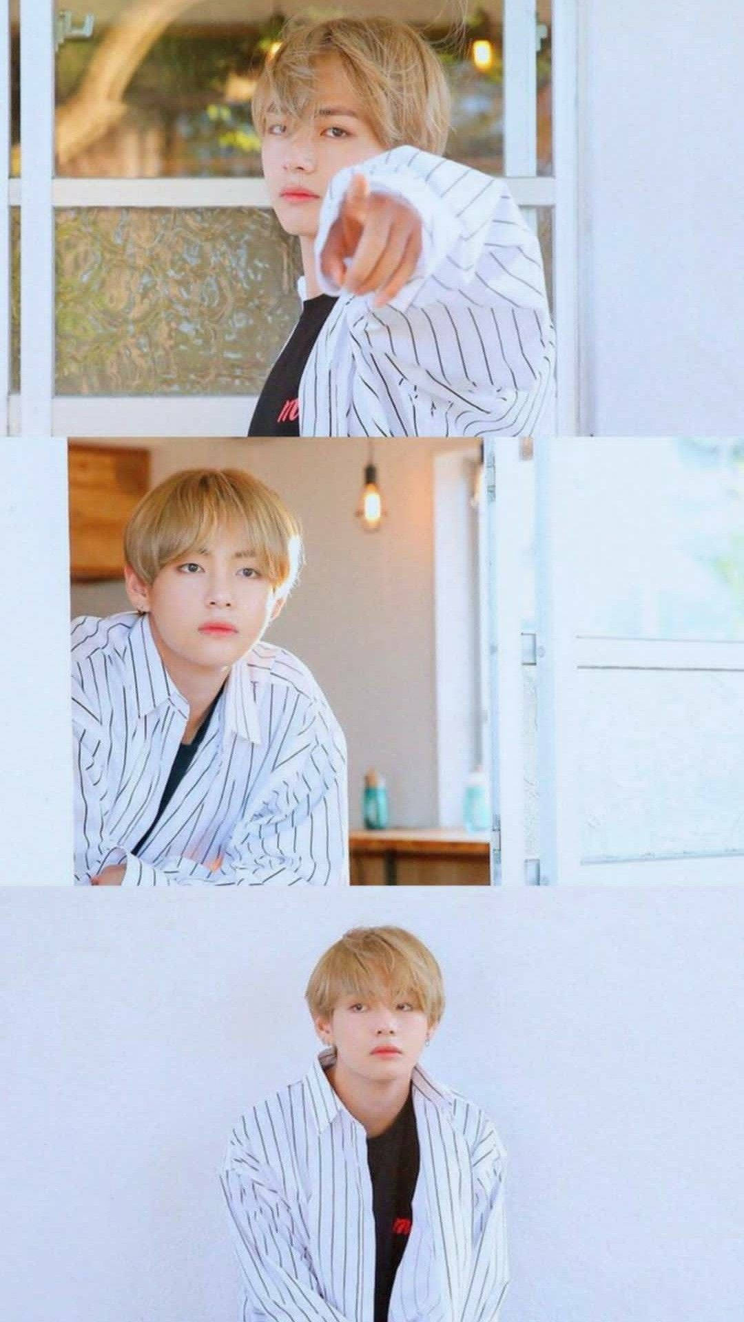 BTS V 白色拼貼 壁紙