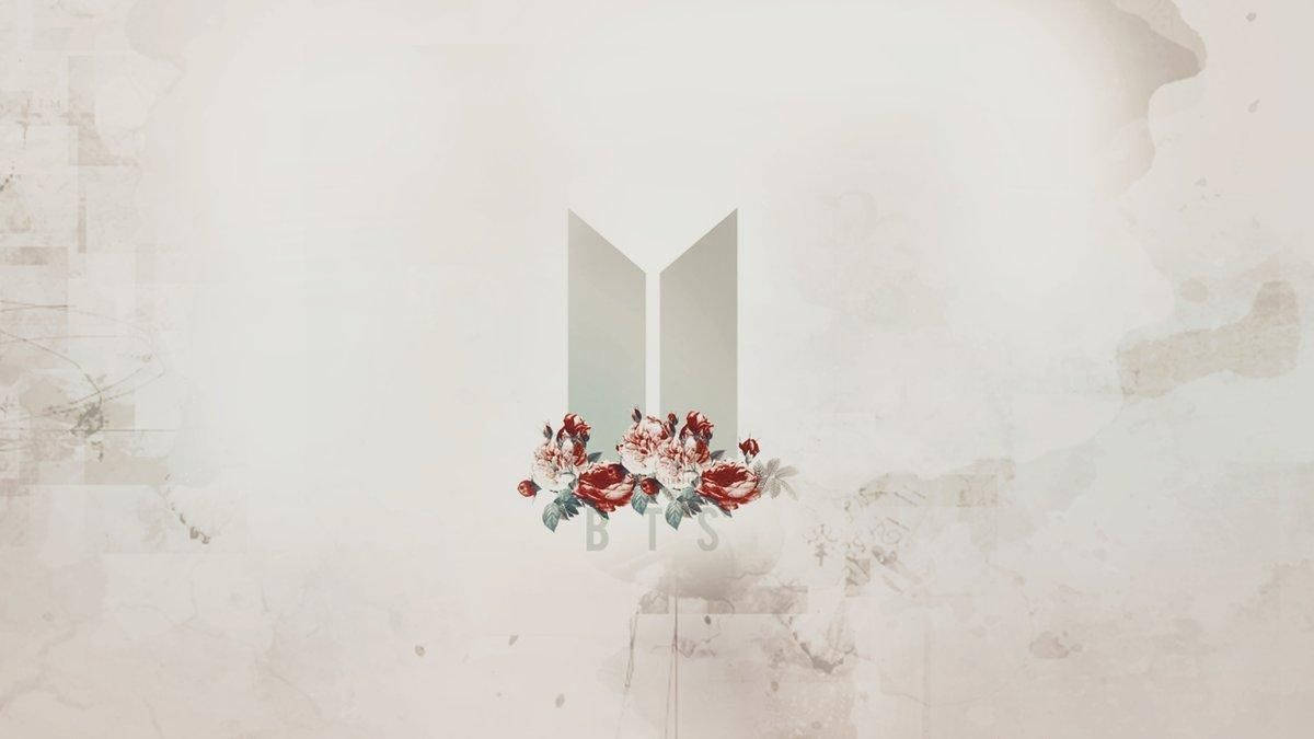 BTS 標誌與花朵筆電桌布 壁紙