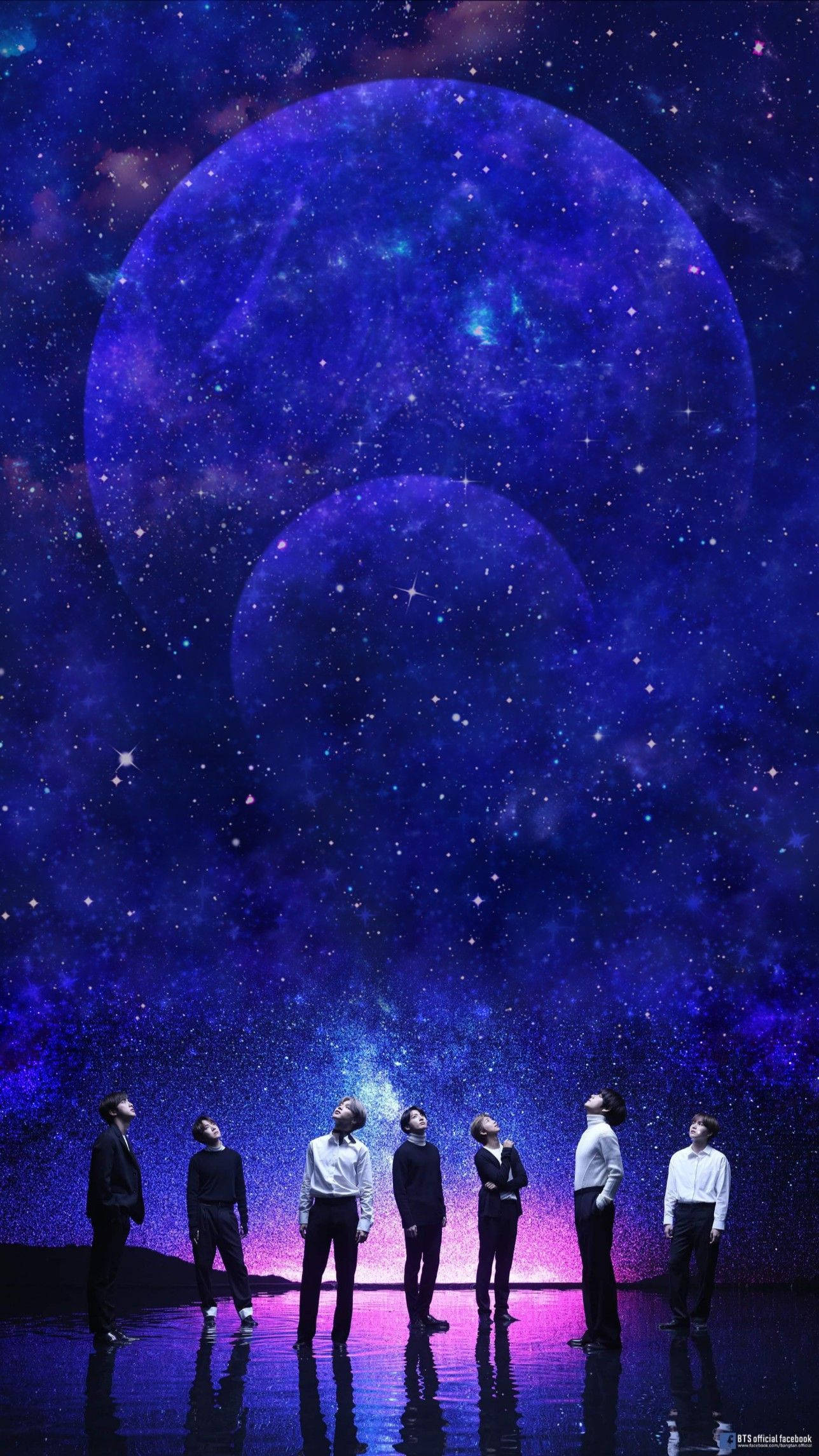 BTS 閃耀粉紫背景 壁紙