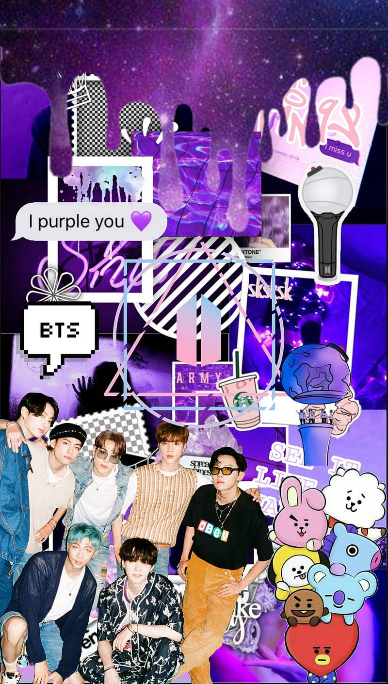 BTS美學BT21紫色 壁紙
