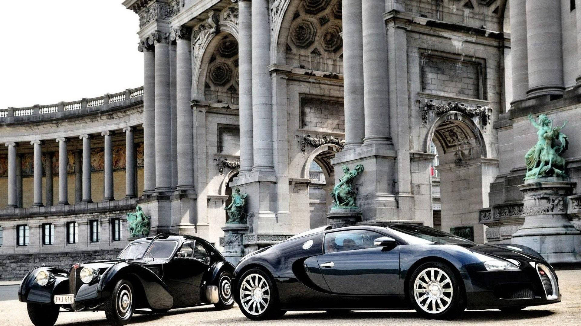 拱門下停放的 Bugatti Veyron 壁紙
