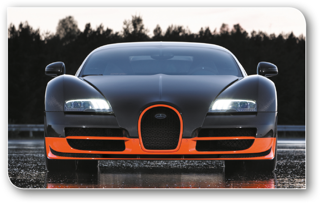 Bugatti Veyron 橙色黑色正面视角 壁紙