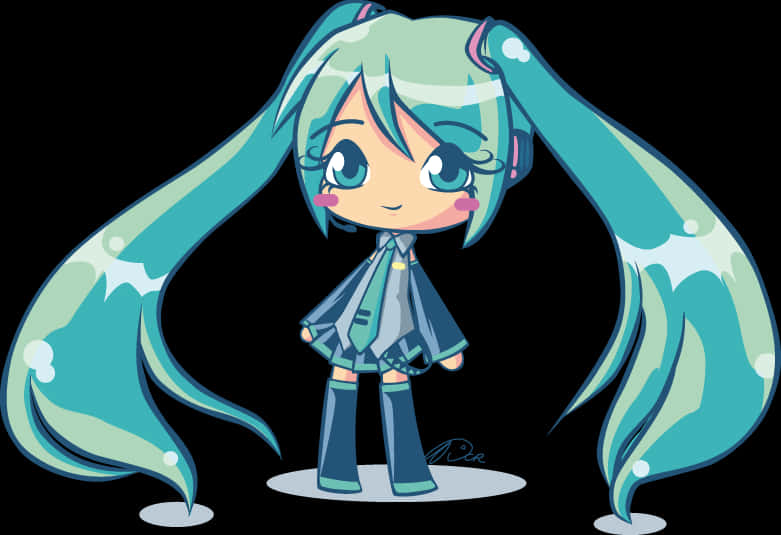 Chibi 初音未來 向量插畫 壁紙