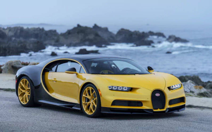 黃色布加迪Chiron 4K 壁紙