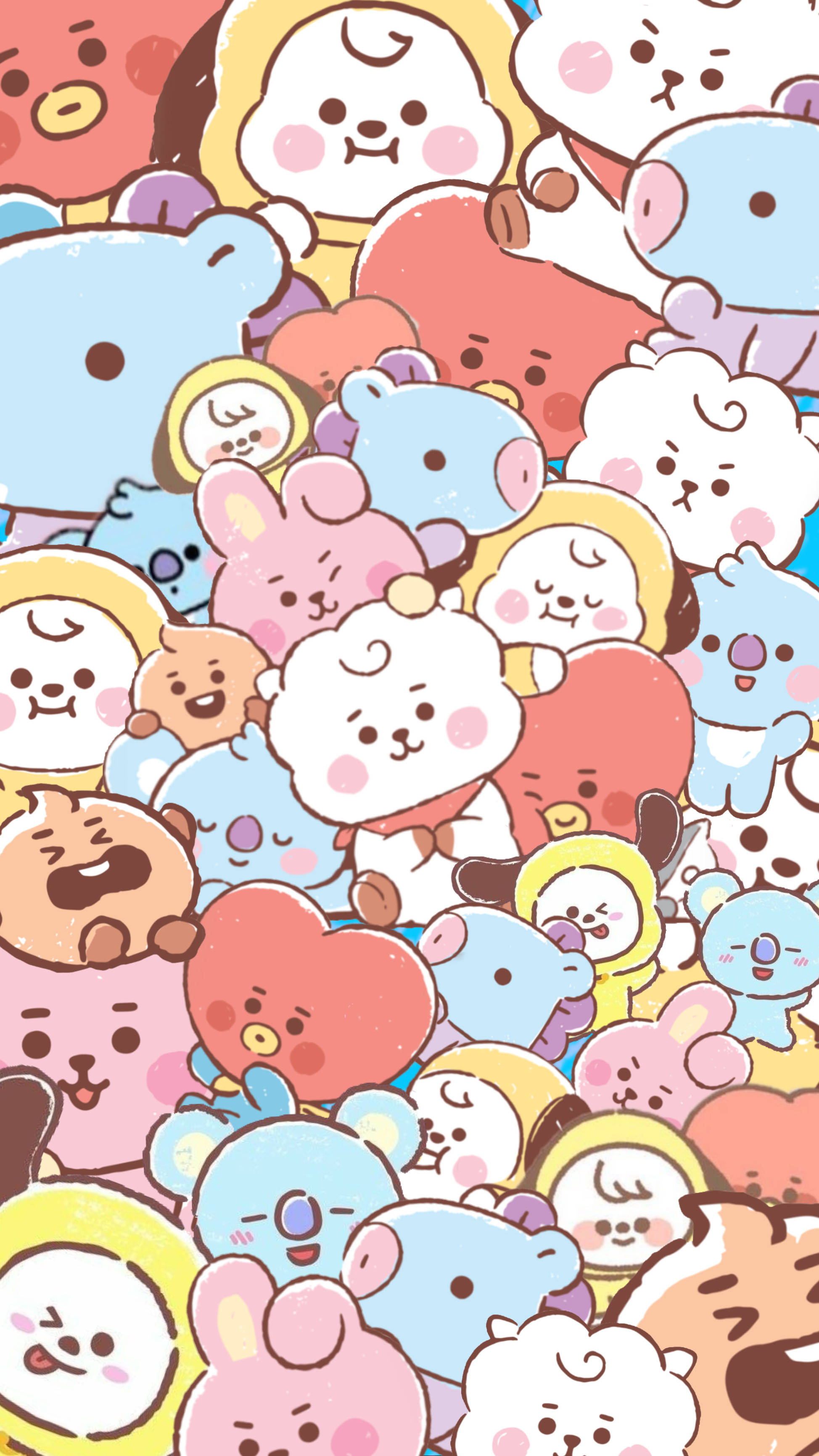 淡紫Cooky與BT21朋友們 壁紙