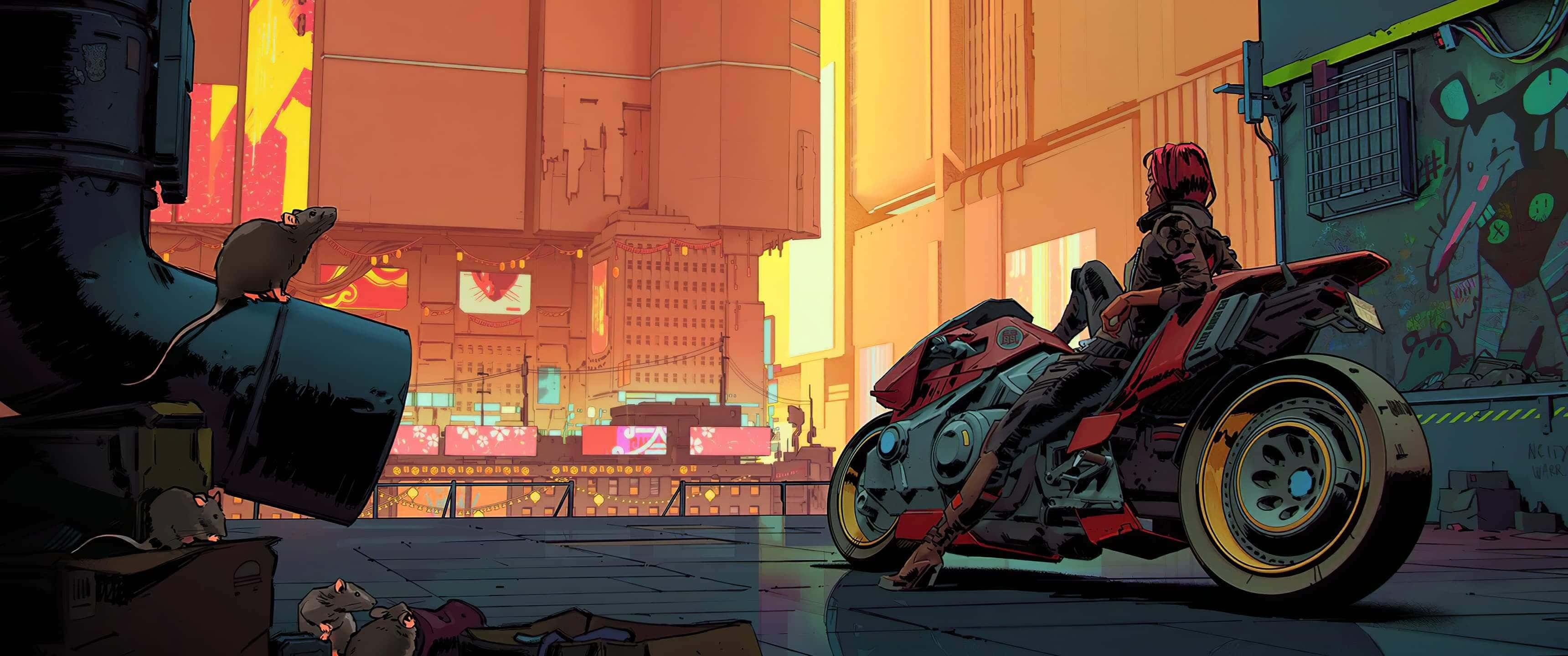 時尚Cyberpunk 3440x1440主題桌布 壁紙