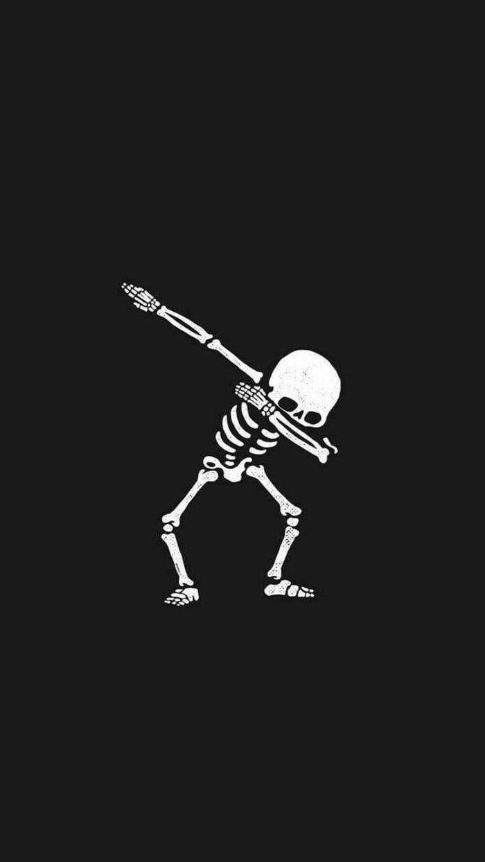 可愛黑白美學骷髏Dabbing 壁紙