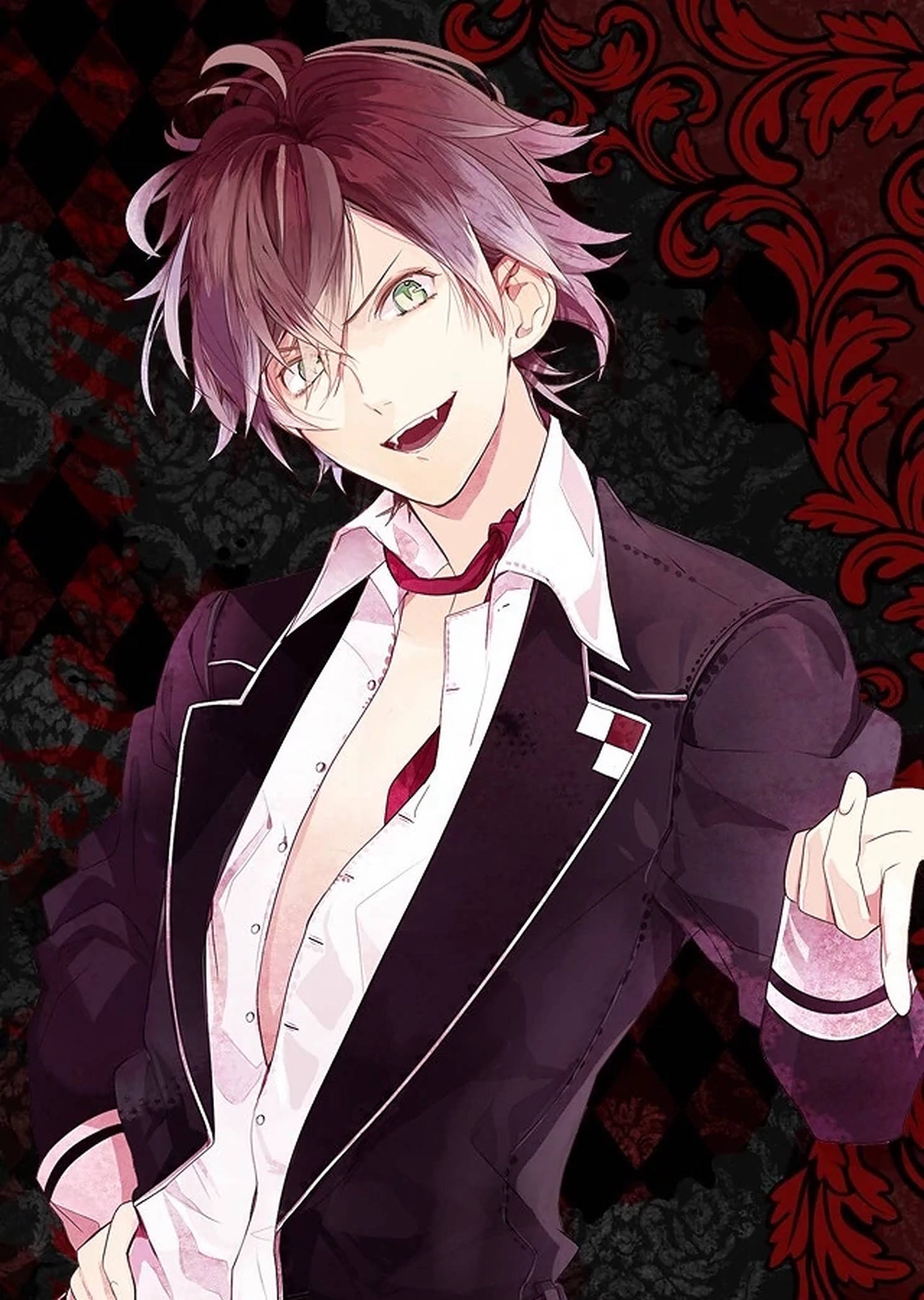 Diabolik Lovers 逆卷禮人 紅色海報 壁紙
