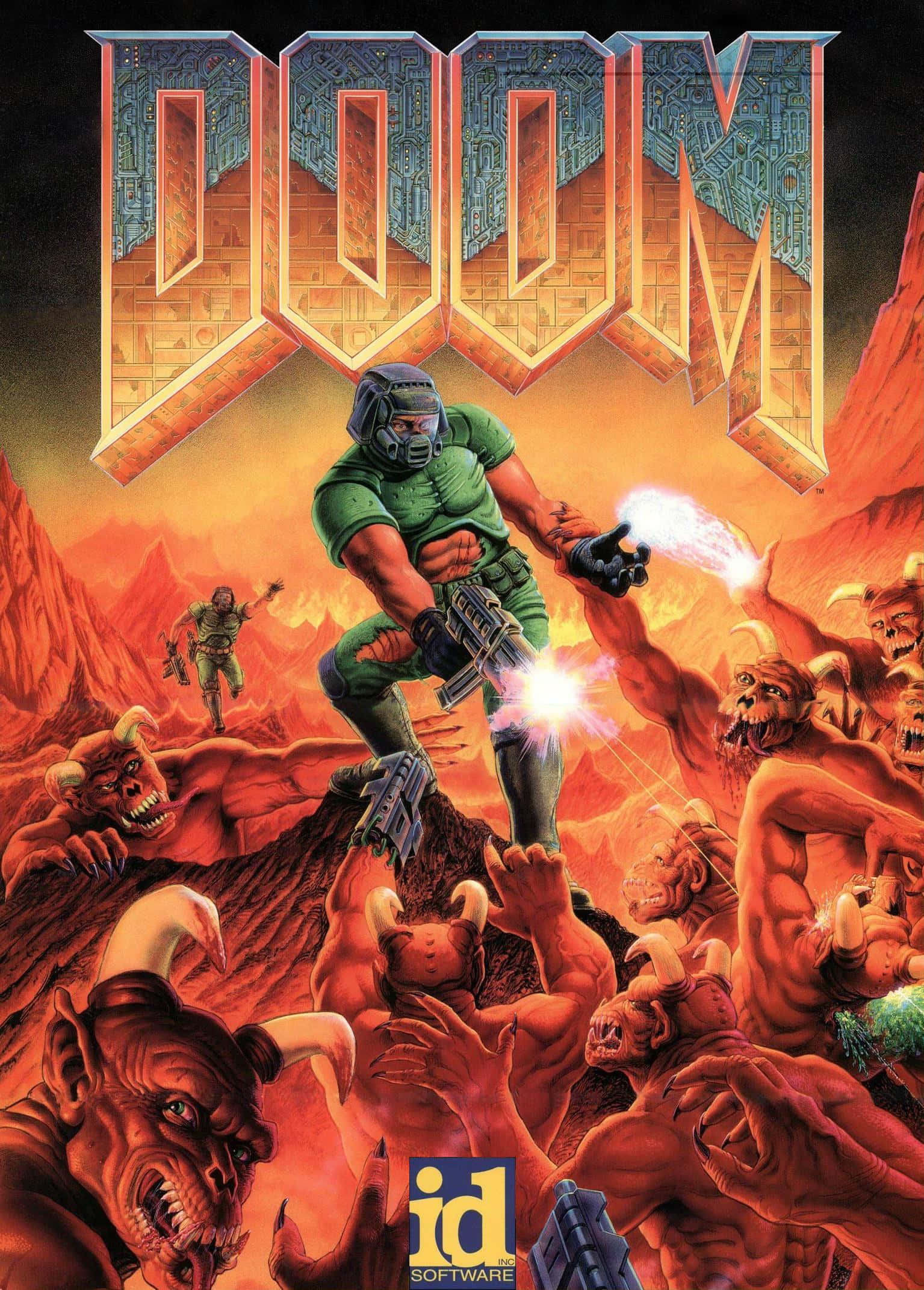 Doom Guy 与怪物战斗 Pixel 3xl 《DOOM永恒》背景 壁紙