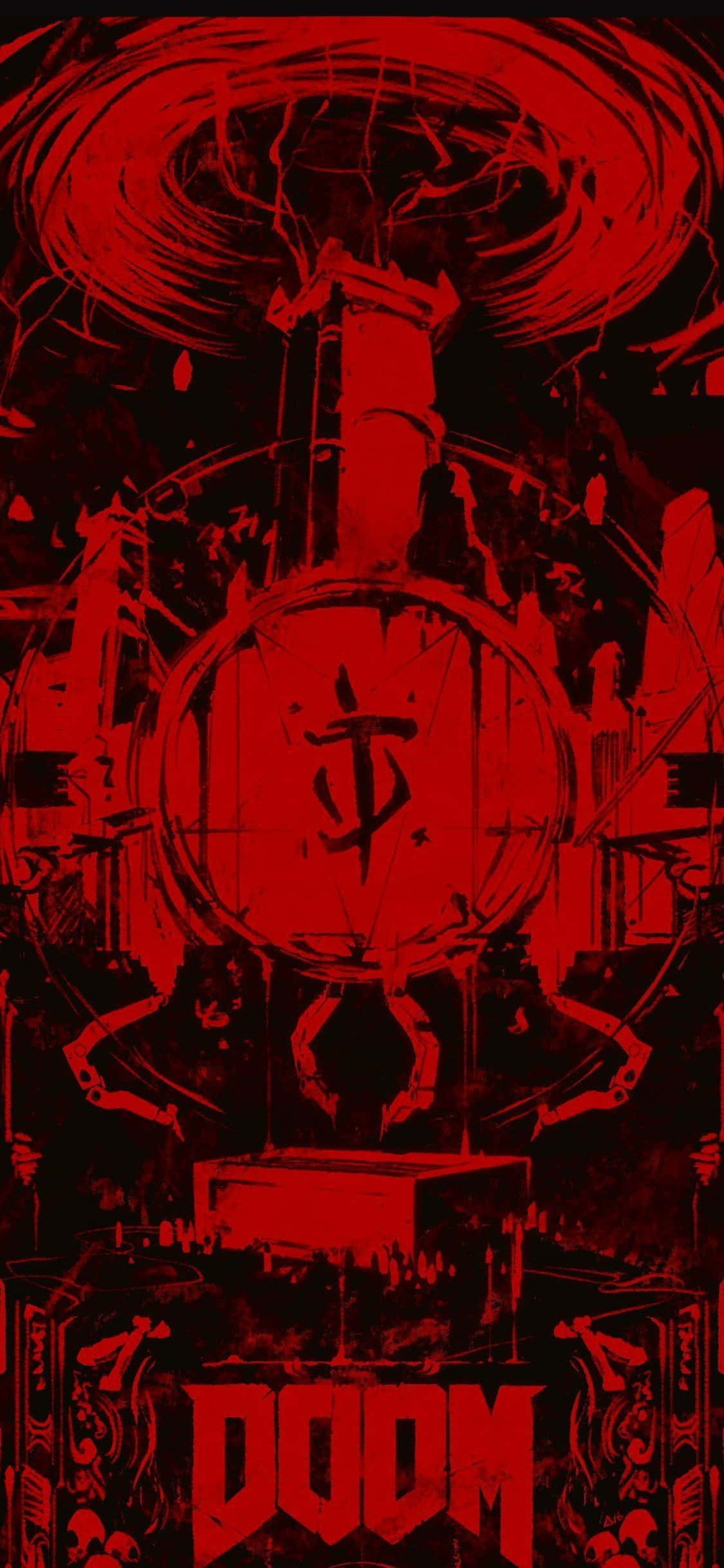 《DOOM》紅黑配色iPhone XS背景 壁紙