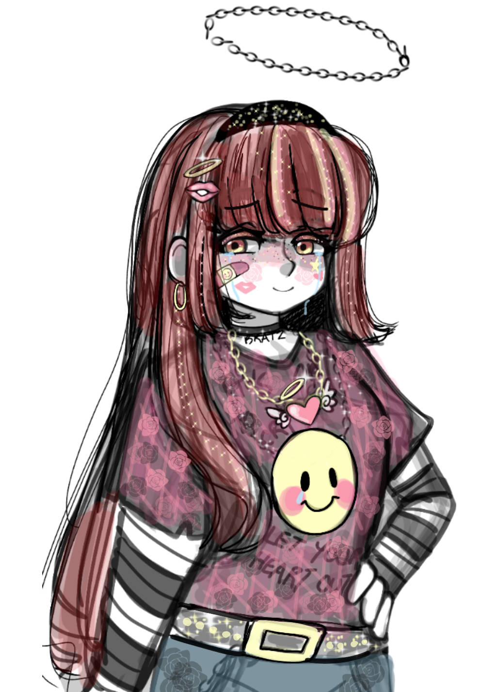 情感探索藝術：emo美學哥德少女插畫 壁紙