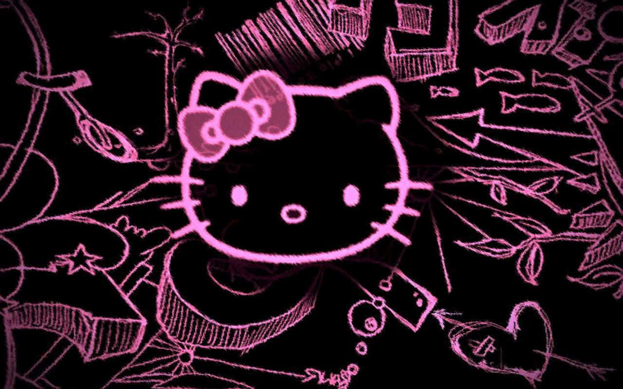 Emo Hello Kitty 霓虹粉 壁紙