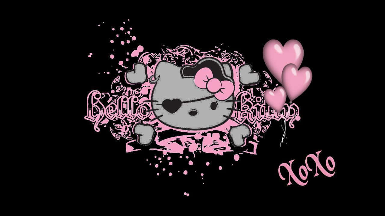 emo Hello Kitty 海盜風格藝術 壁紙