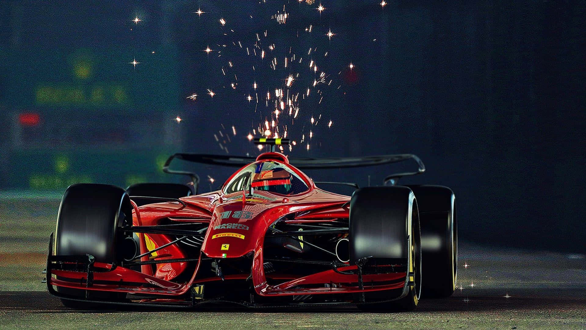 F1 遊戲紅色賽車火花 壁紙