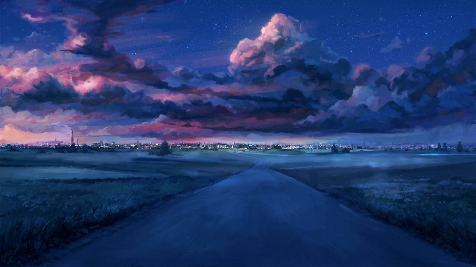 插畫風格道路 Full HD 1600x900 壁紙