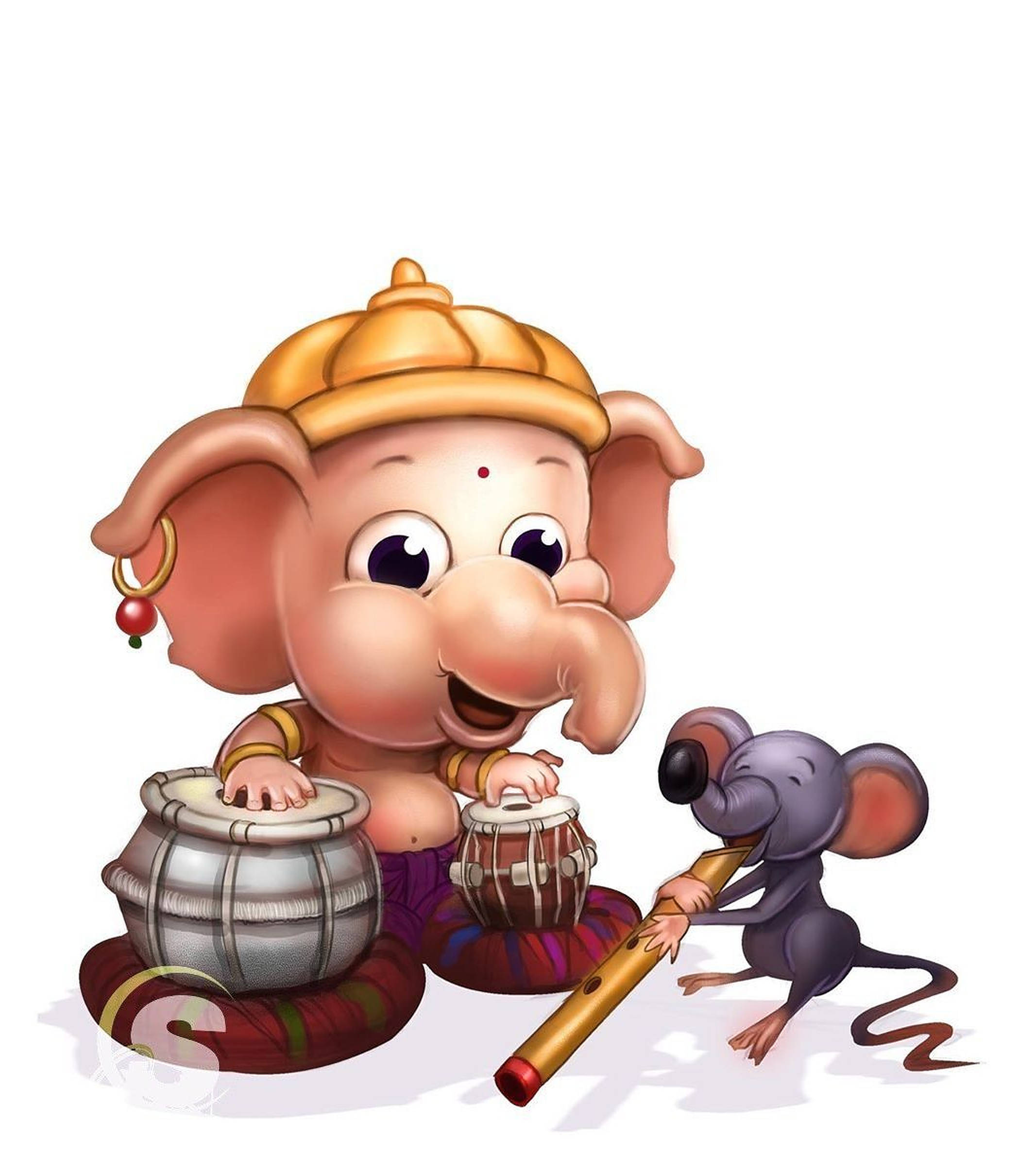 小象神 Ganesh 老鼠鼓藝術 壁紙