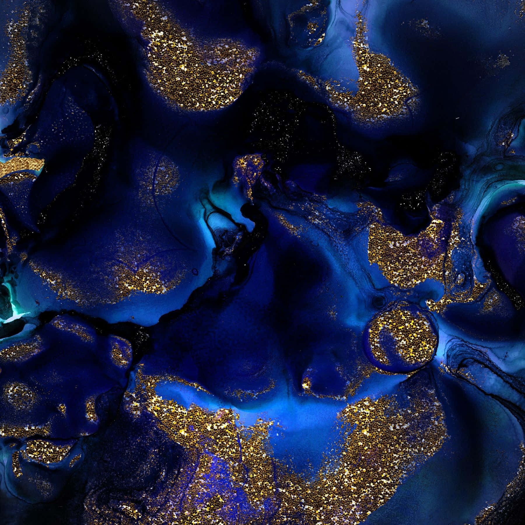 闪亮蓝色背景与金色 glitter 壁紙