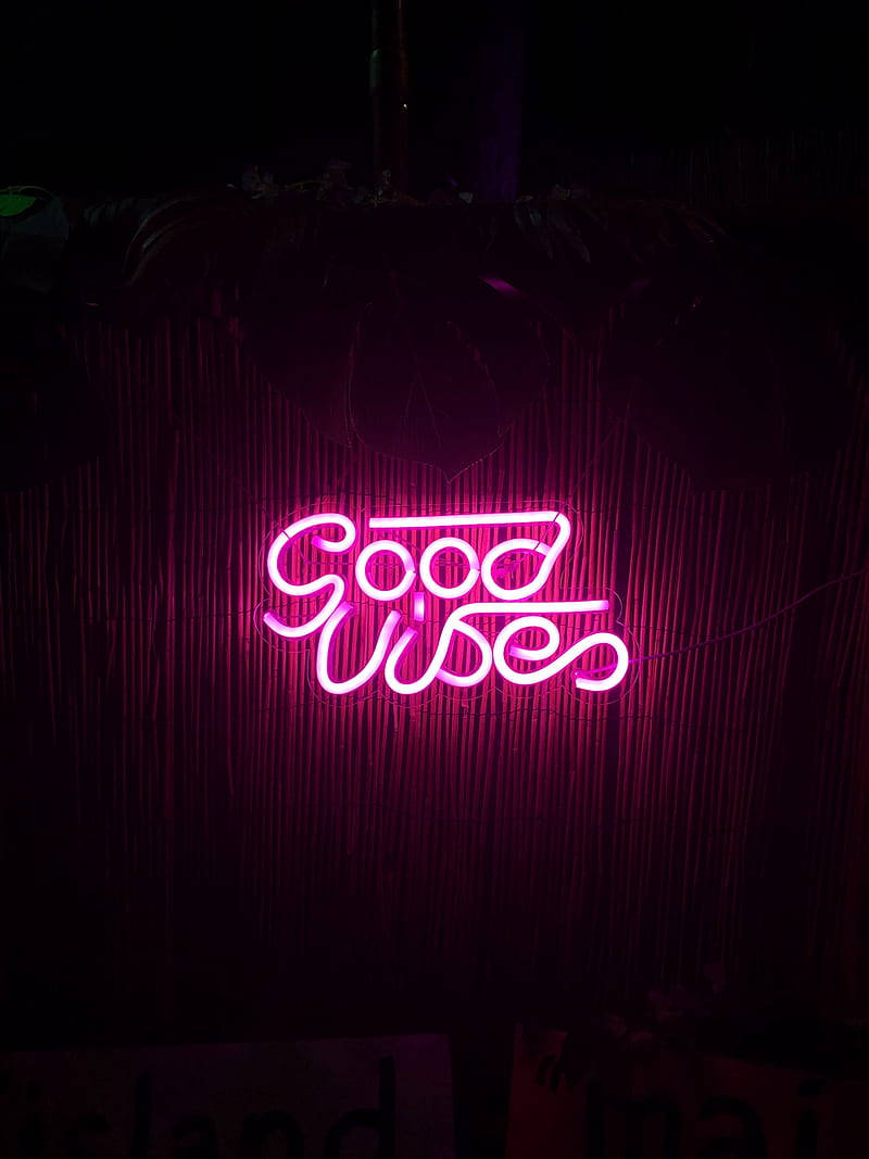 Good Vibes 霓虹粉紅美學氛圍 壁紙
