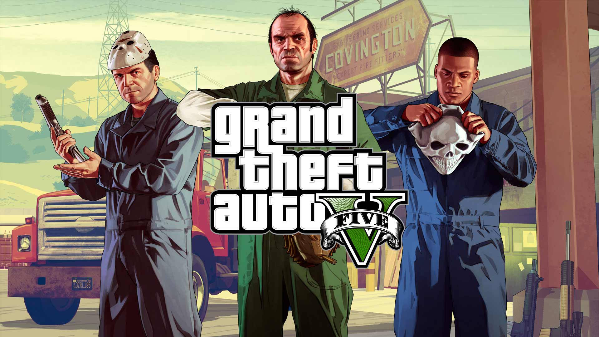 GTA 5 驚險搶案場景，1080p 高畫質呈現 壁紙