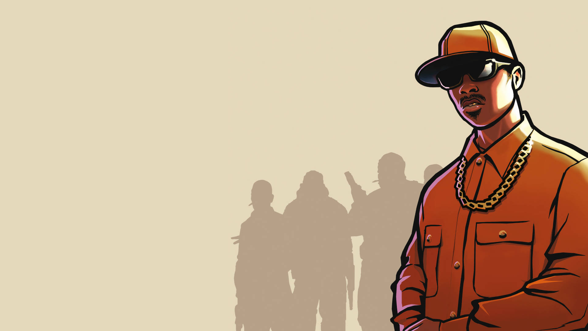 GTA SA 4K 黑人男子穿橙色上衣 壁紙