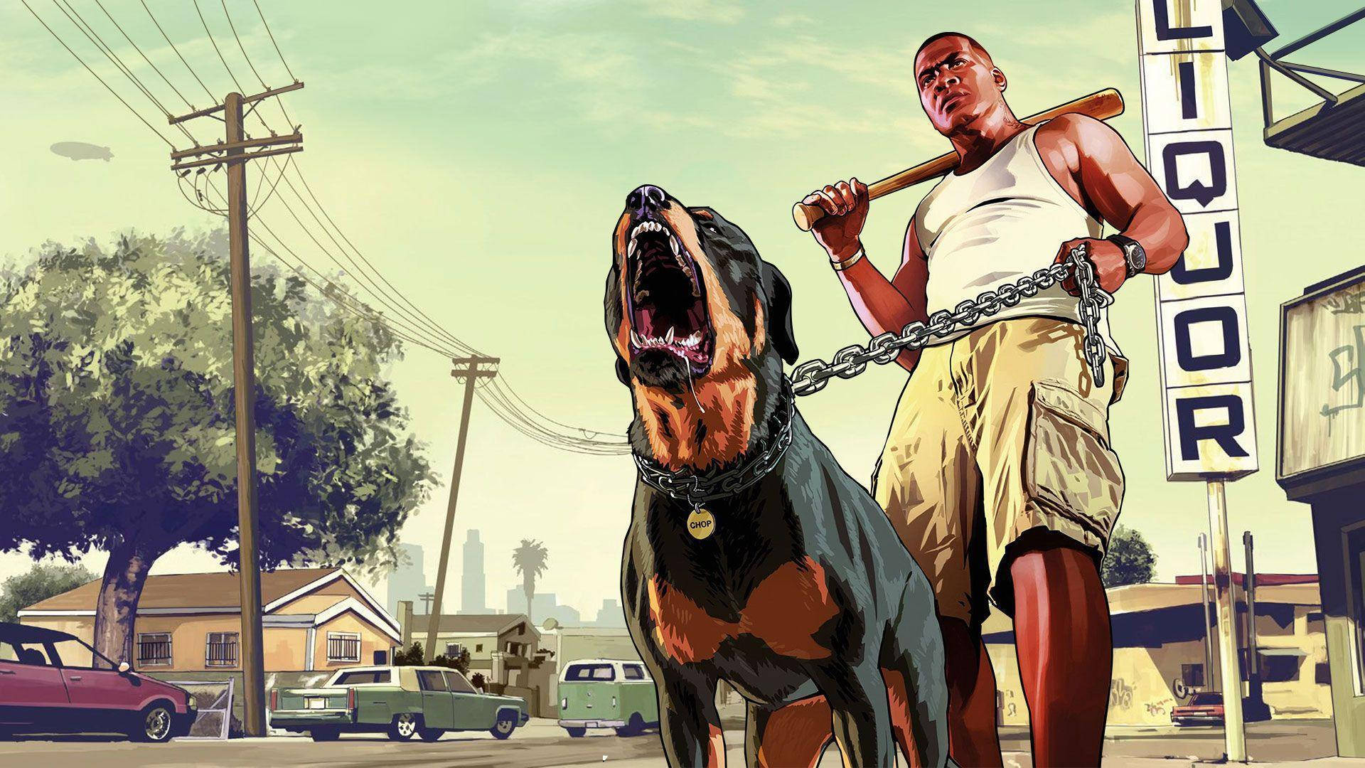 GTA SA 4K 卡尔·约翰逊与狗 壁紙