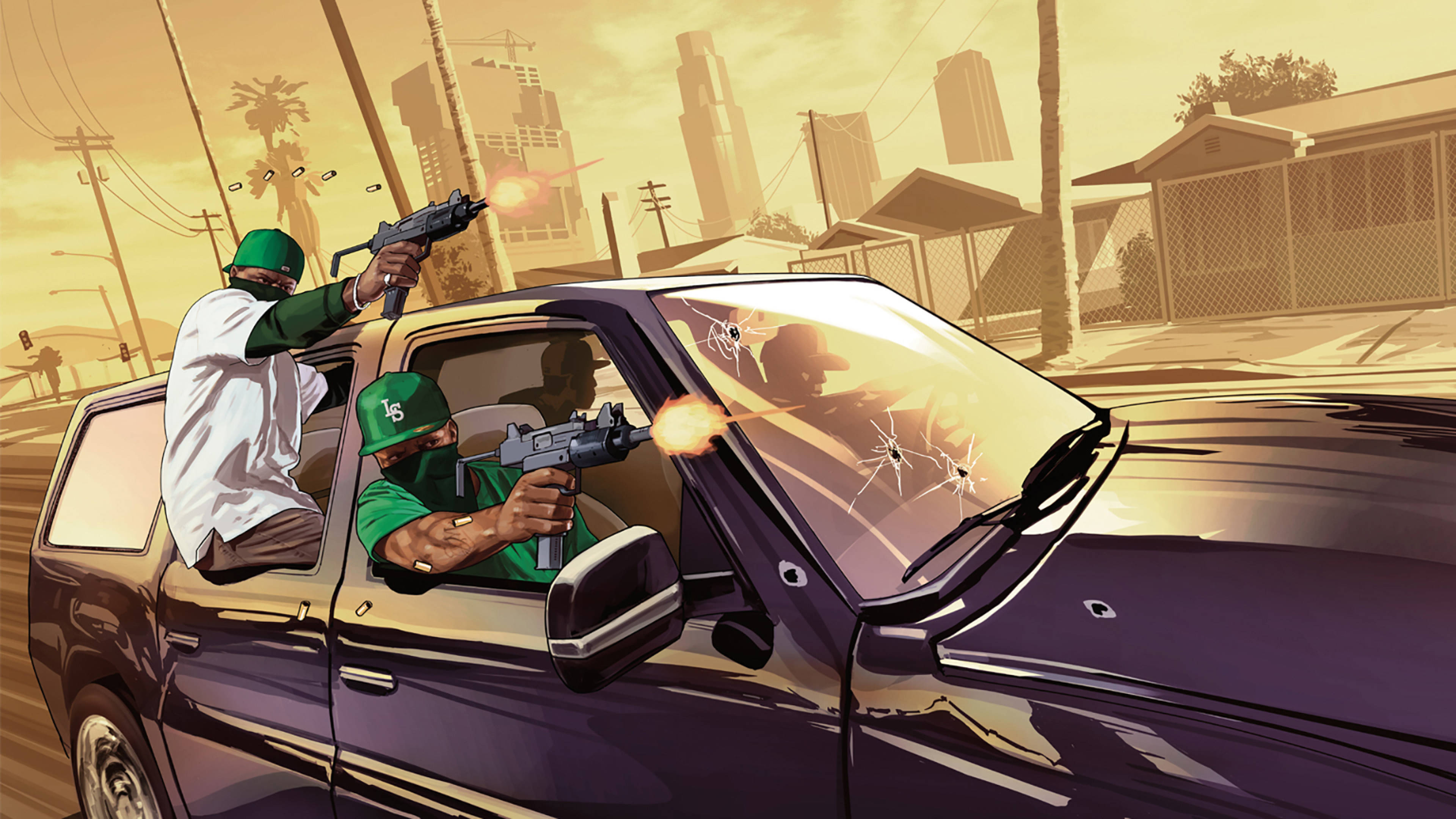 GTA SA 4K 車內射擊 壁紙