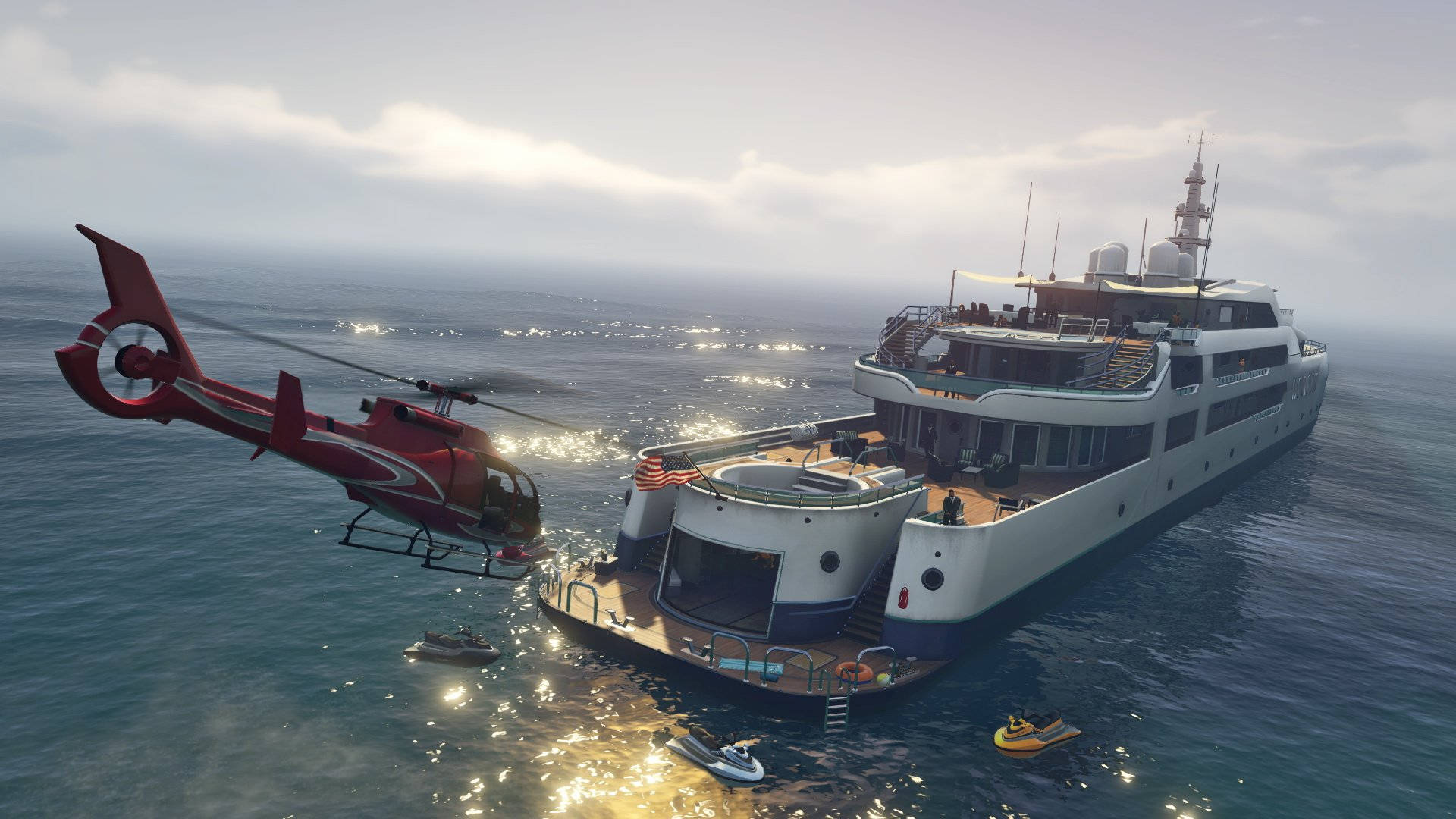 酷炫GTA V遊艇與直升機 壁紙