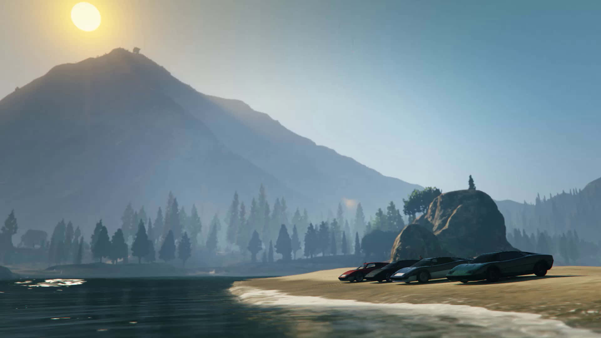 GTA沙滩边跑车背景 壁紙
