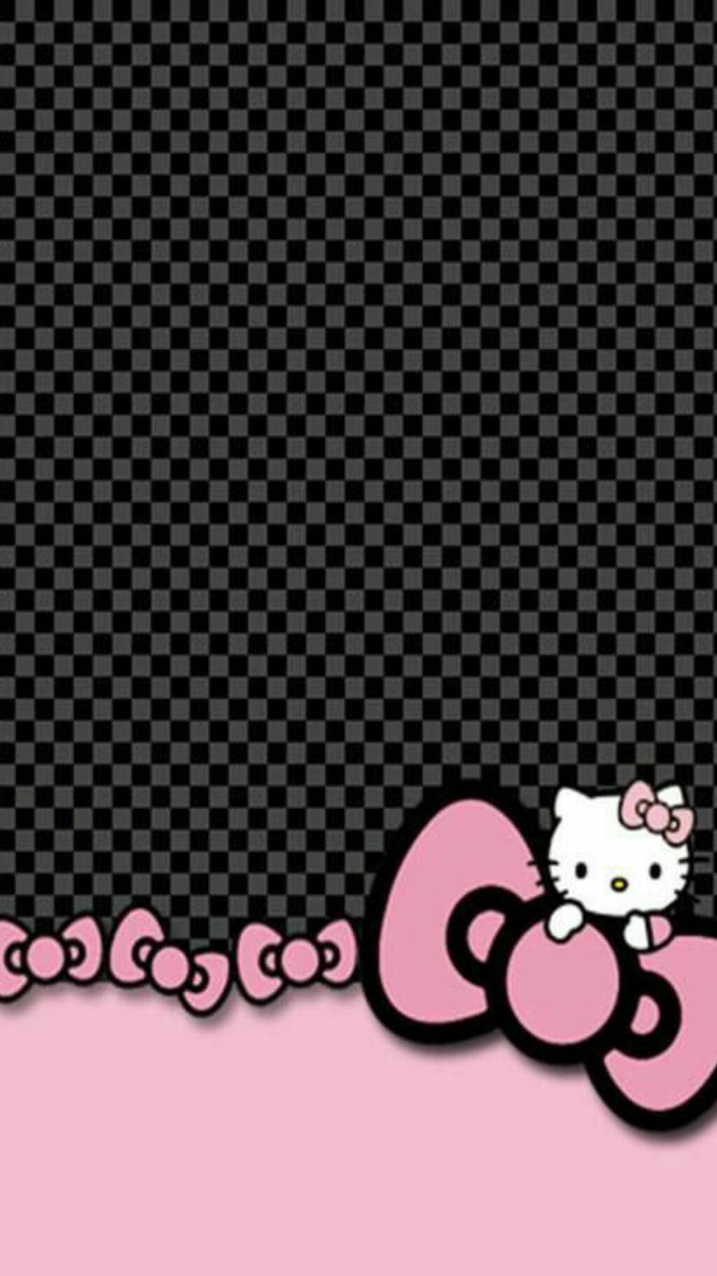 黑色方格圖案 Hello Kitty 壁紙