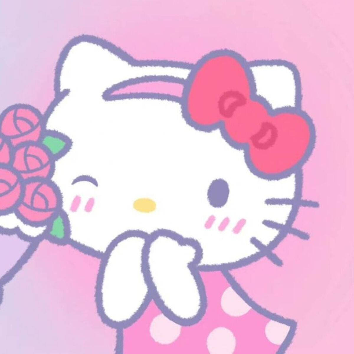 柔和粉紅Hello Kitty頭像 壁紙