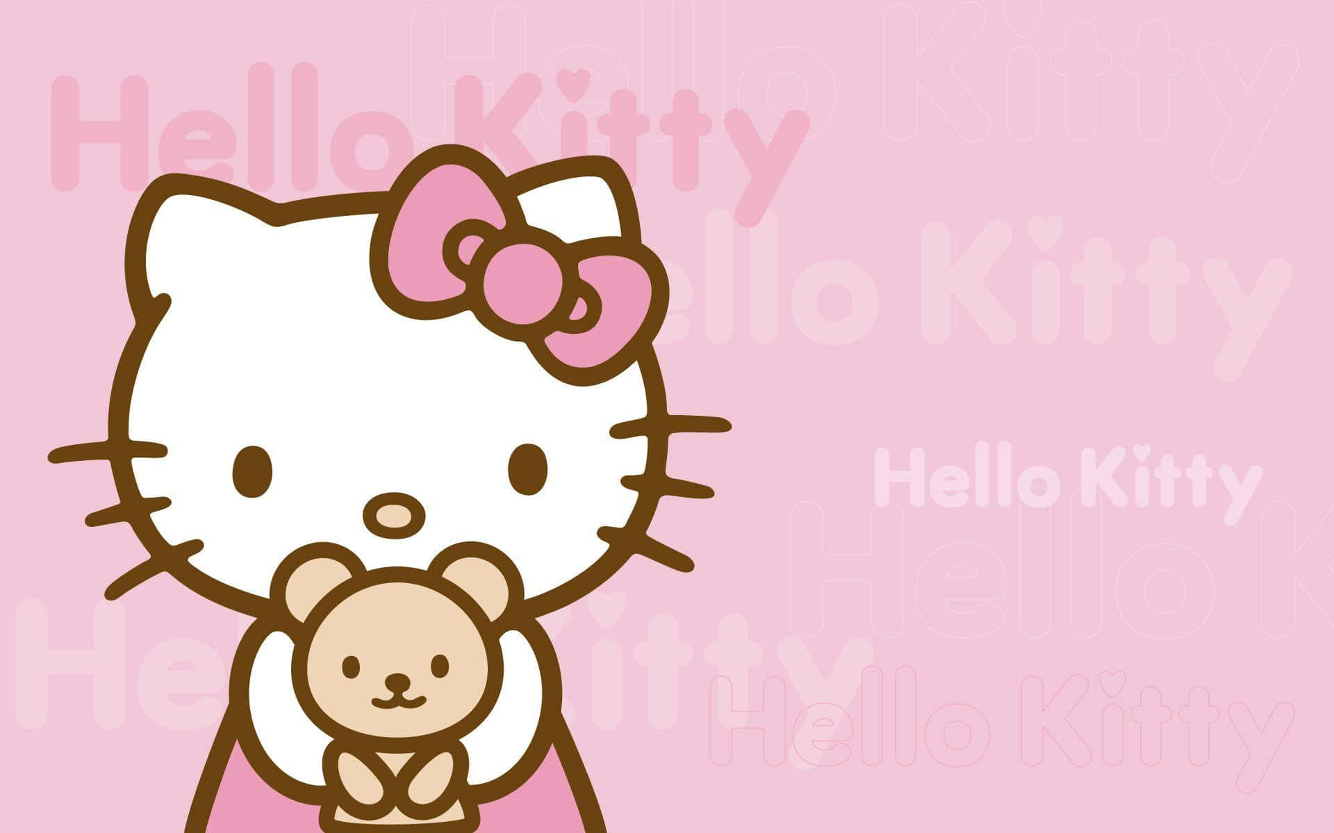 Hello Kitty 抱泰迪熊筆電桌布 壁紙