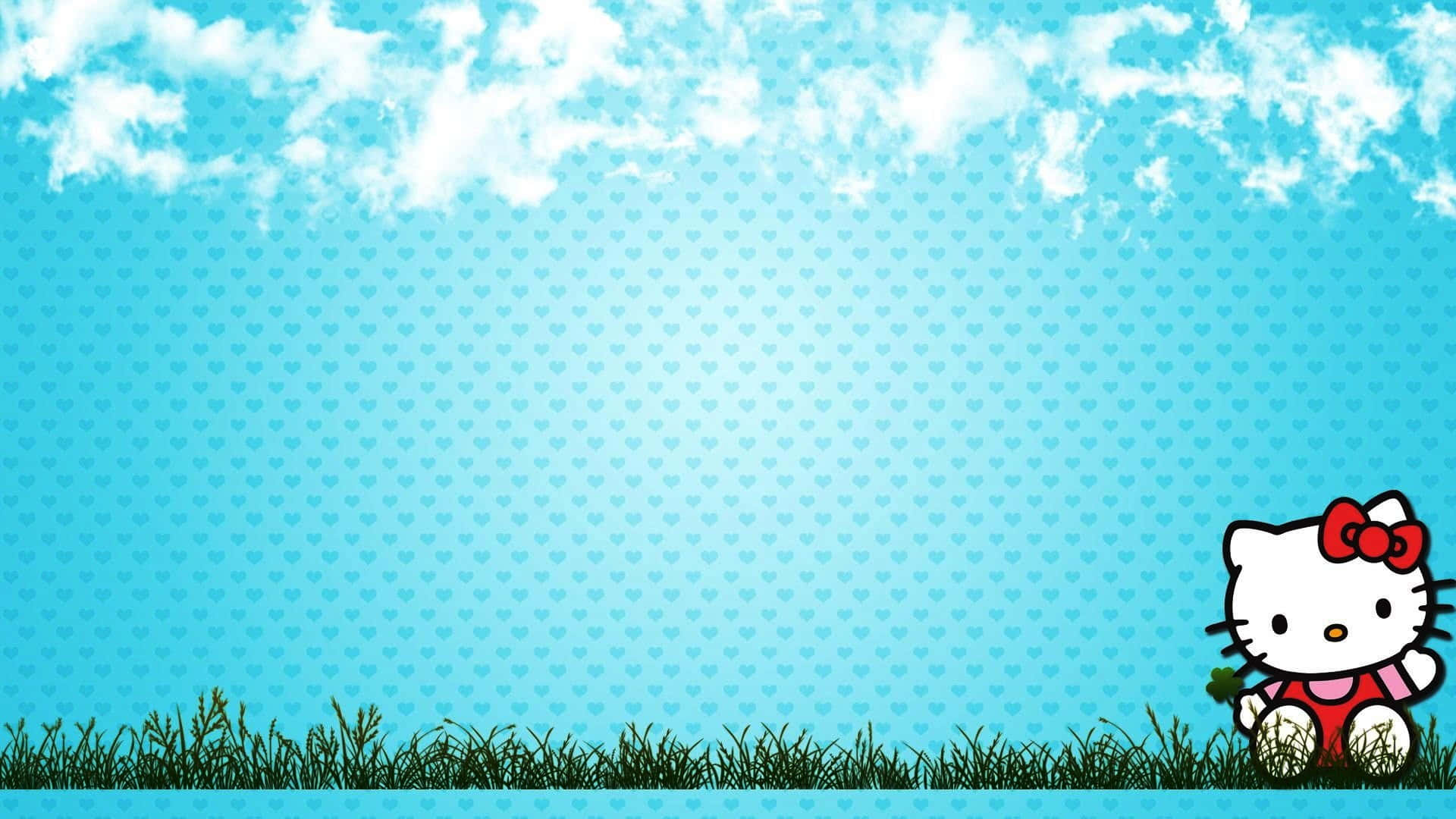 Hello Kitty草地數位藝術背景 壁紙