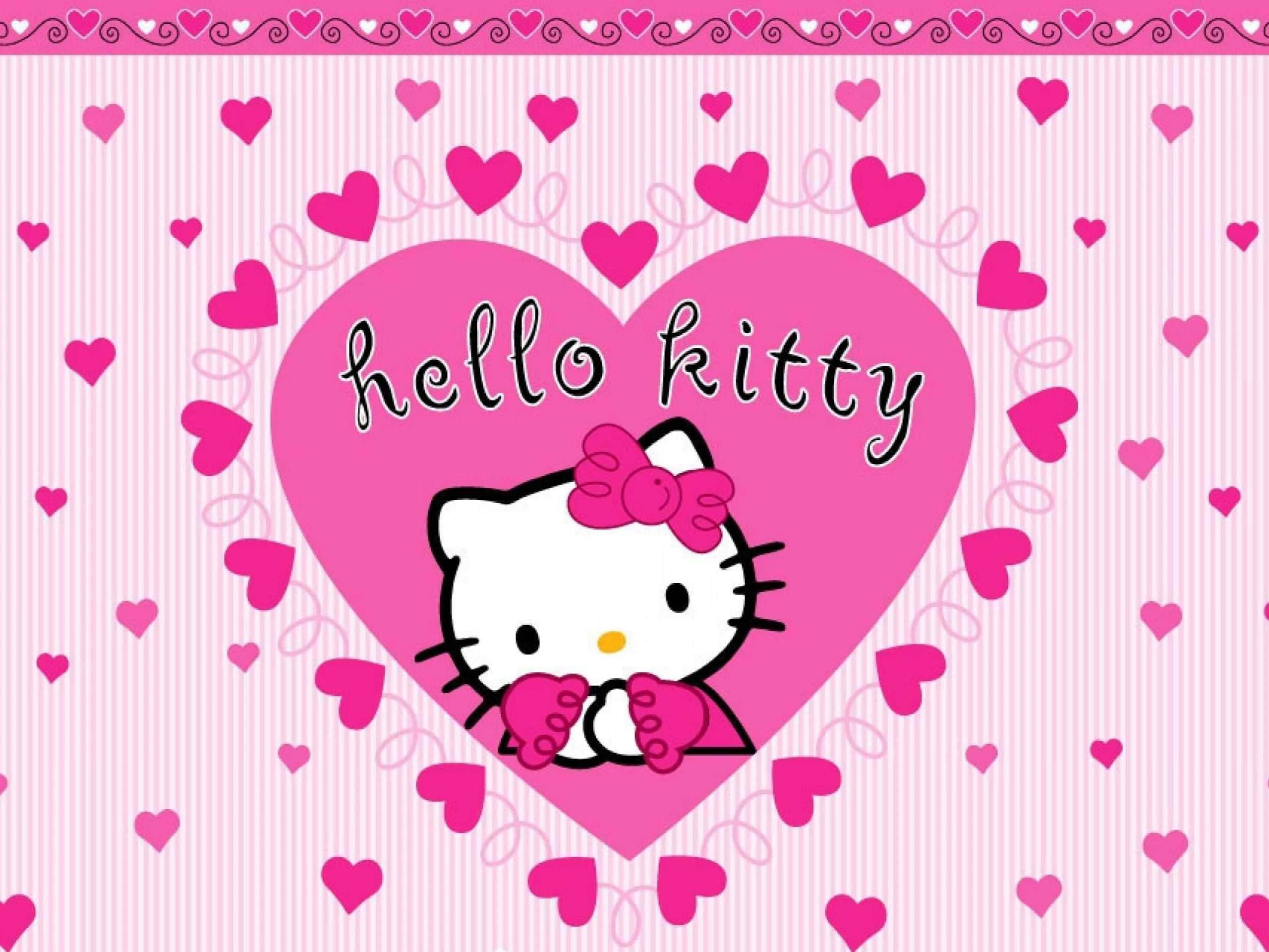 Hello Kitty 愛心框內背景 壁紙
