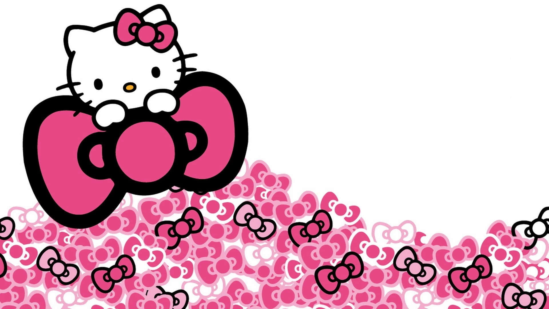 Hello Kitty 坐在蝴蝶結上的背景 壁紙