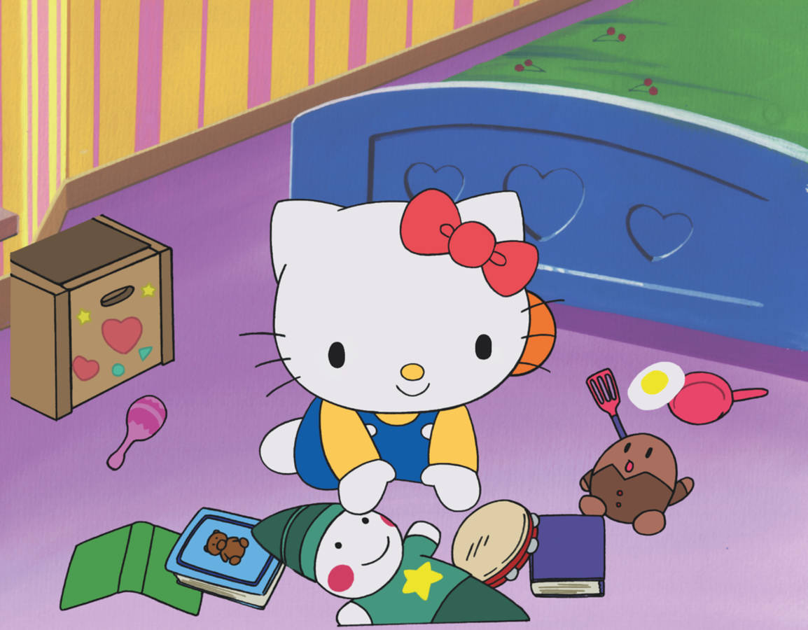 玩樂中的卡通Hello Kitty頭像 壁紙