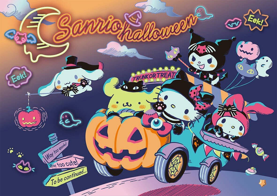 Hello Kitty 萬聖節南瓜車 壁紙