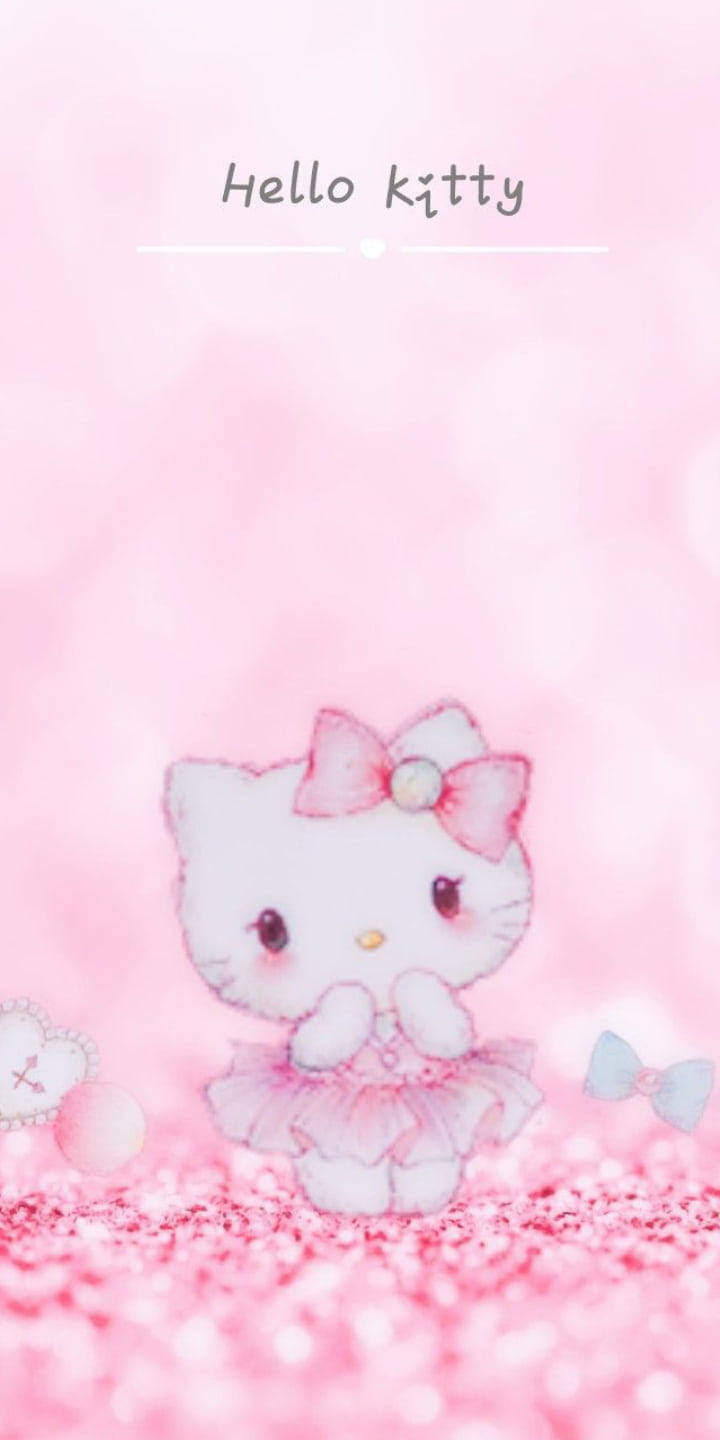 夢幻粉紅Hello Kitty模糊背景 壁紙