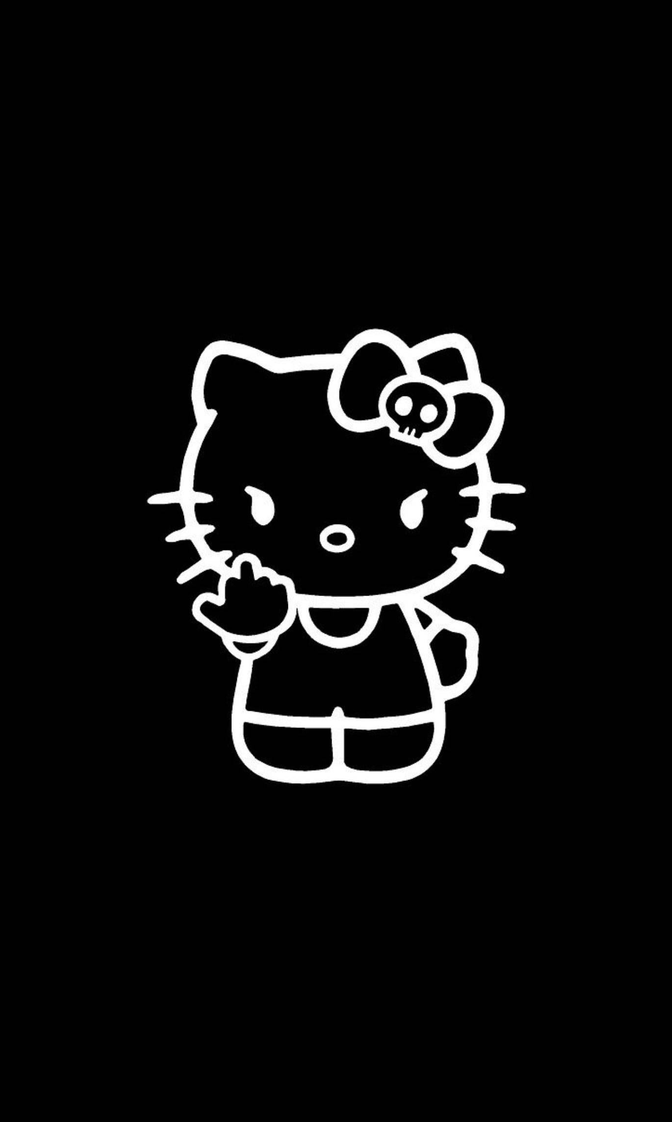 黑色Hello Kitty不雅手势 壁紙