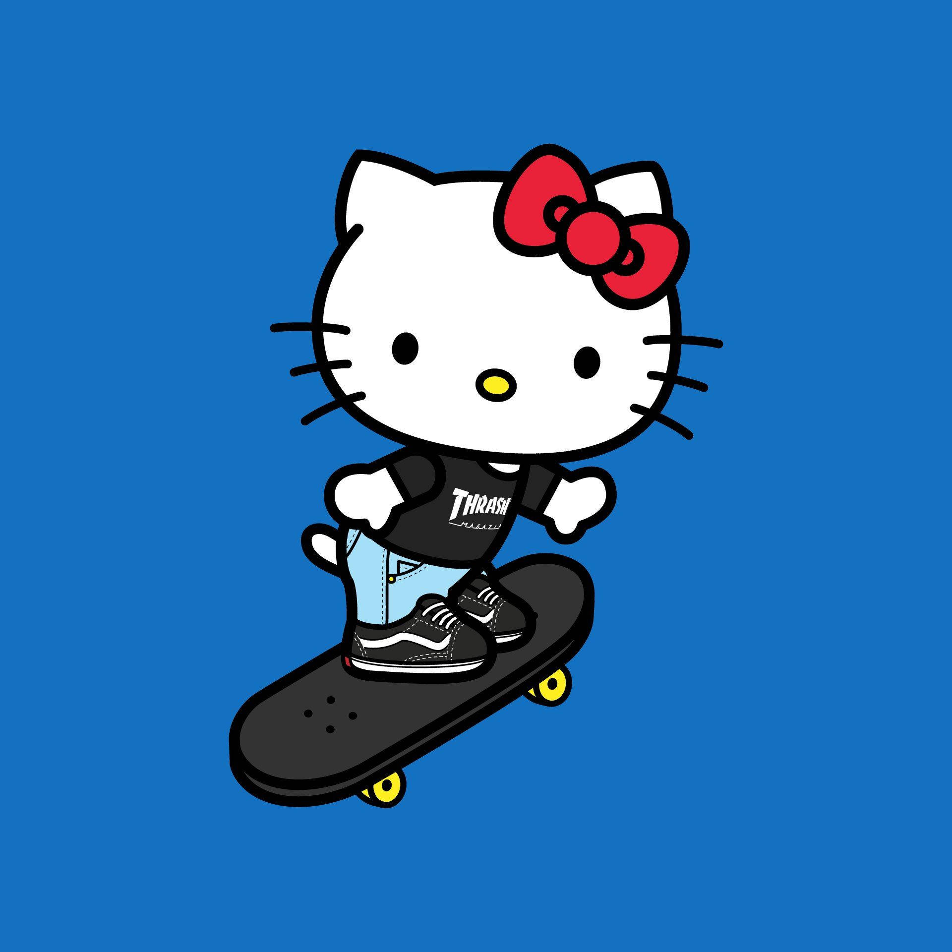 滑冰卡通角色Hello Kitty頭像 壁紙