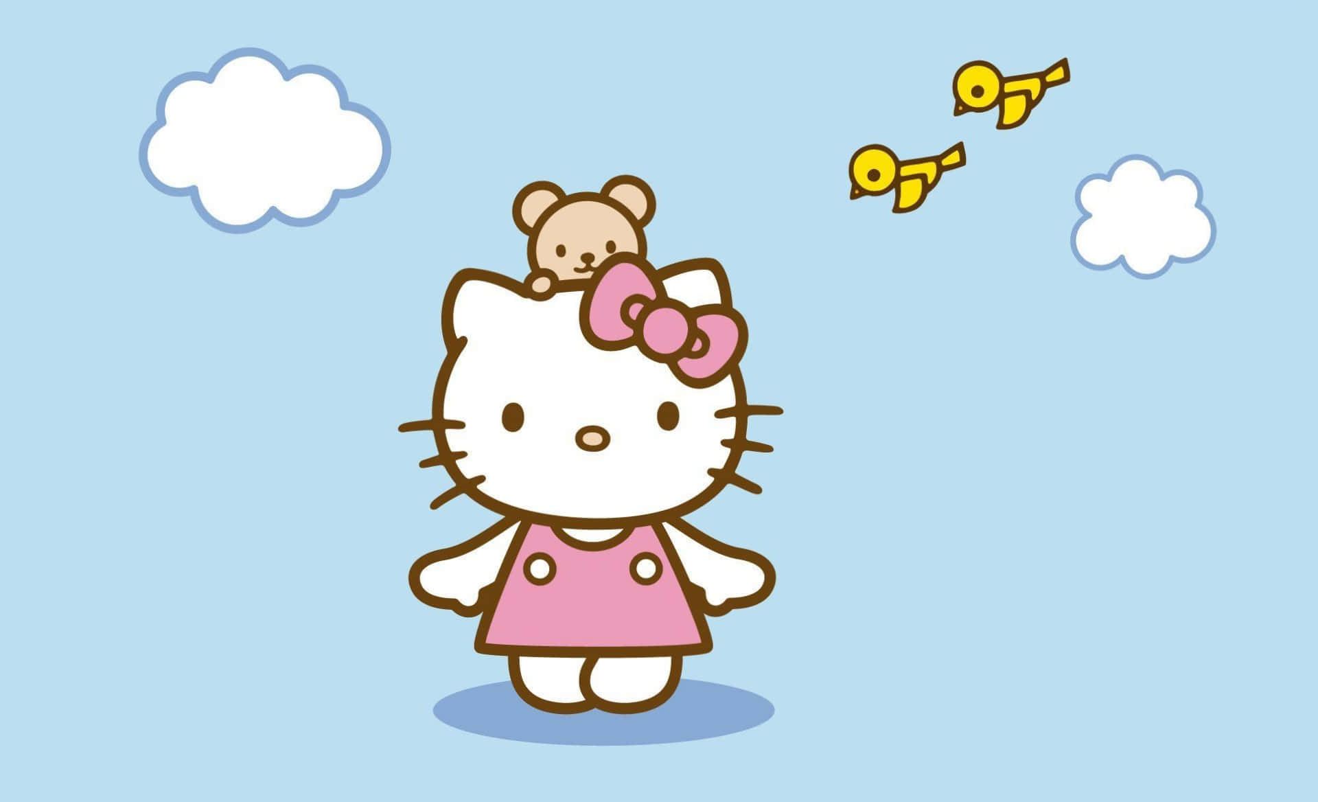 Hello Kitty 筆記型電腦 鳥與雲 壁紙