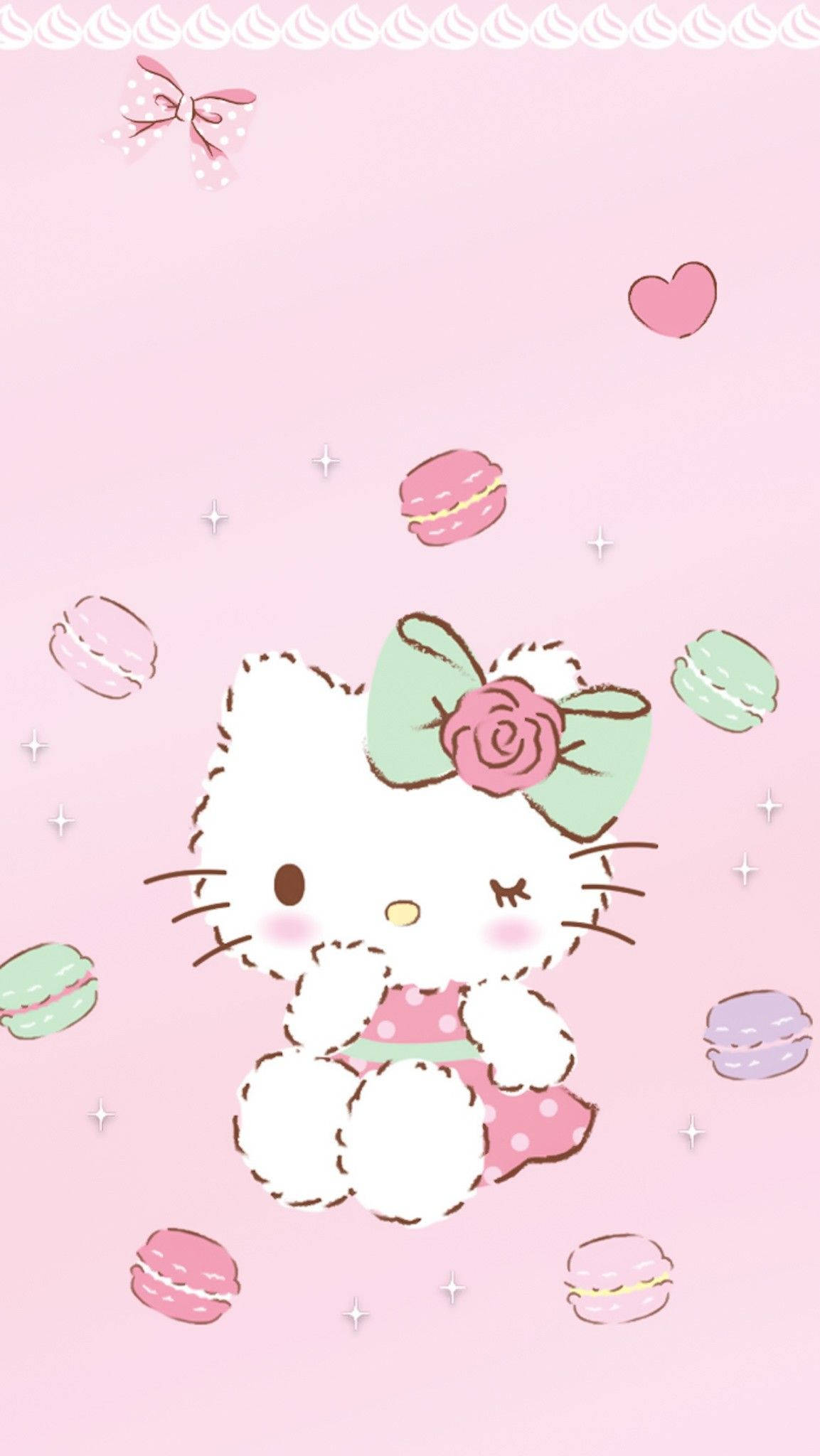 马卡龙与卡通Hello Kitty头像 壁紙