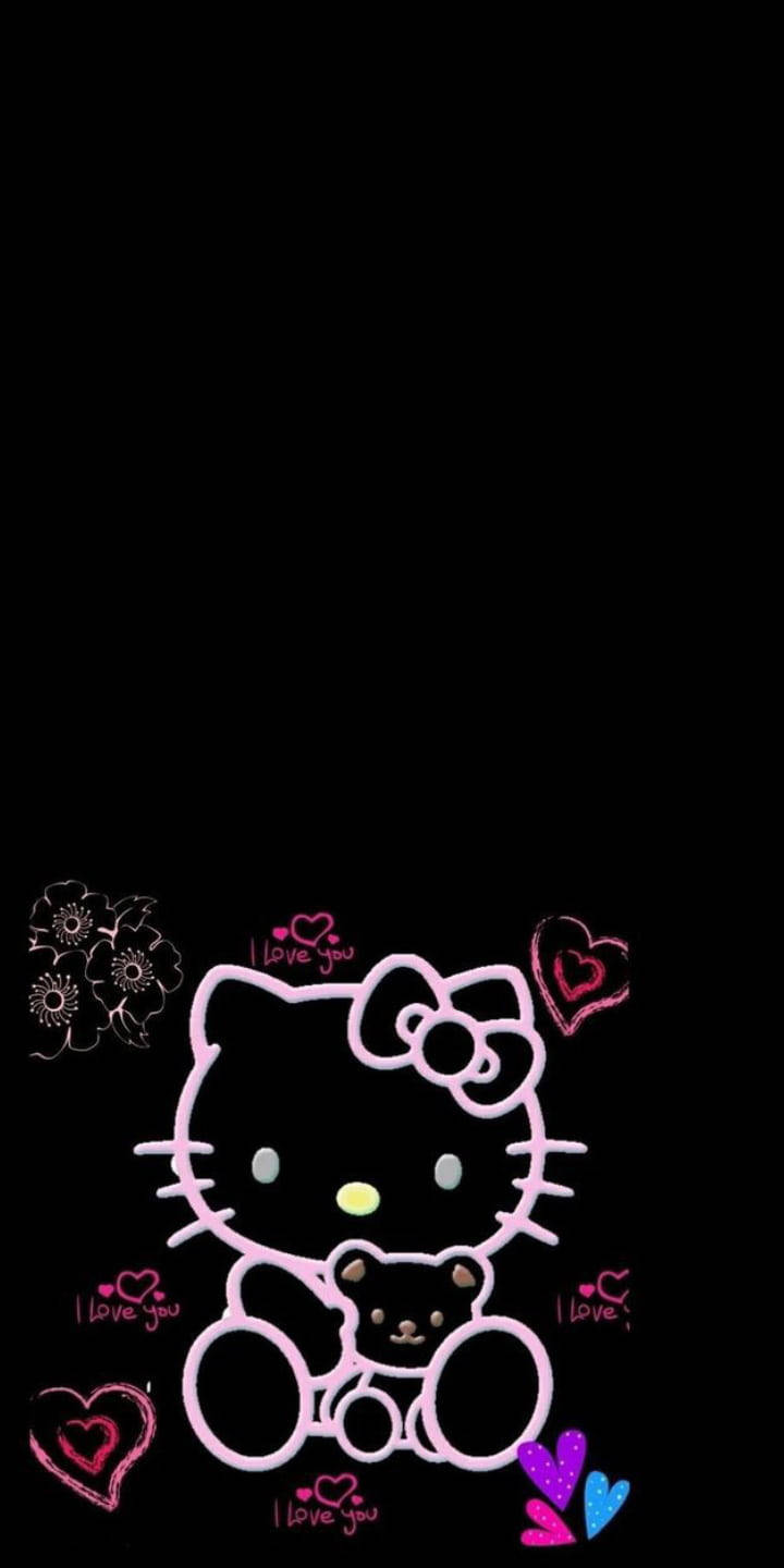我愛你 黑色 Hello Kitty 壁紙