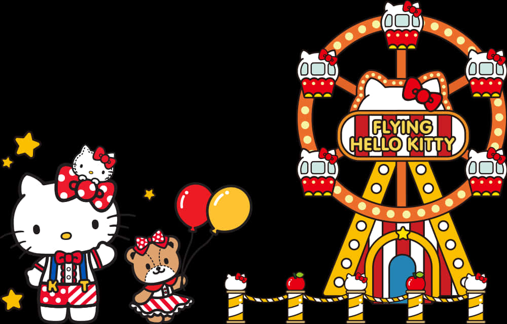 飛翔的Hello Kitty嘉年華主題 壁紙