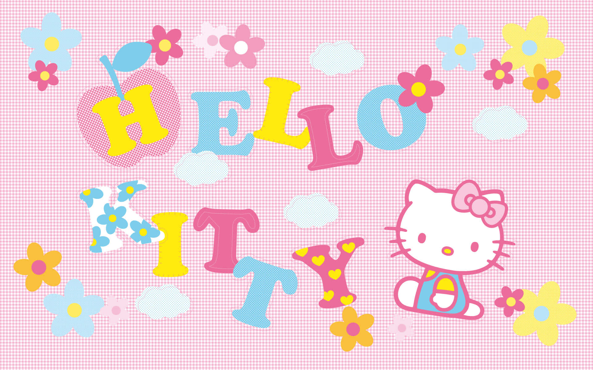 Hello Kitty 粉紅花卉美學背景 壁紙