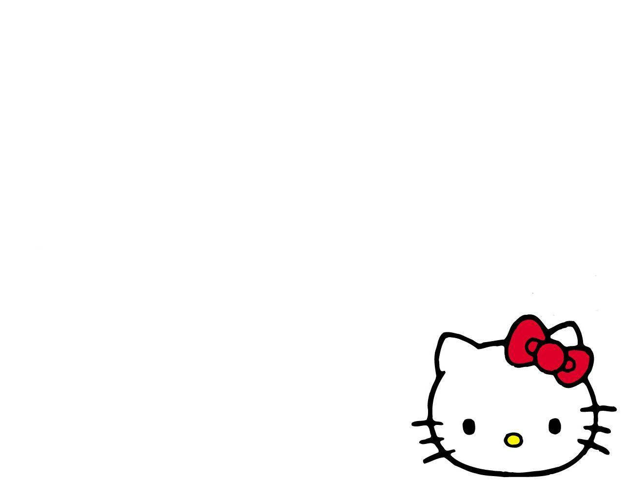 白色全螢幕 Hello Kitty 壁紙