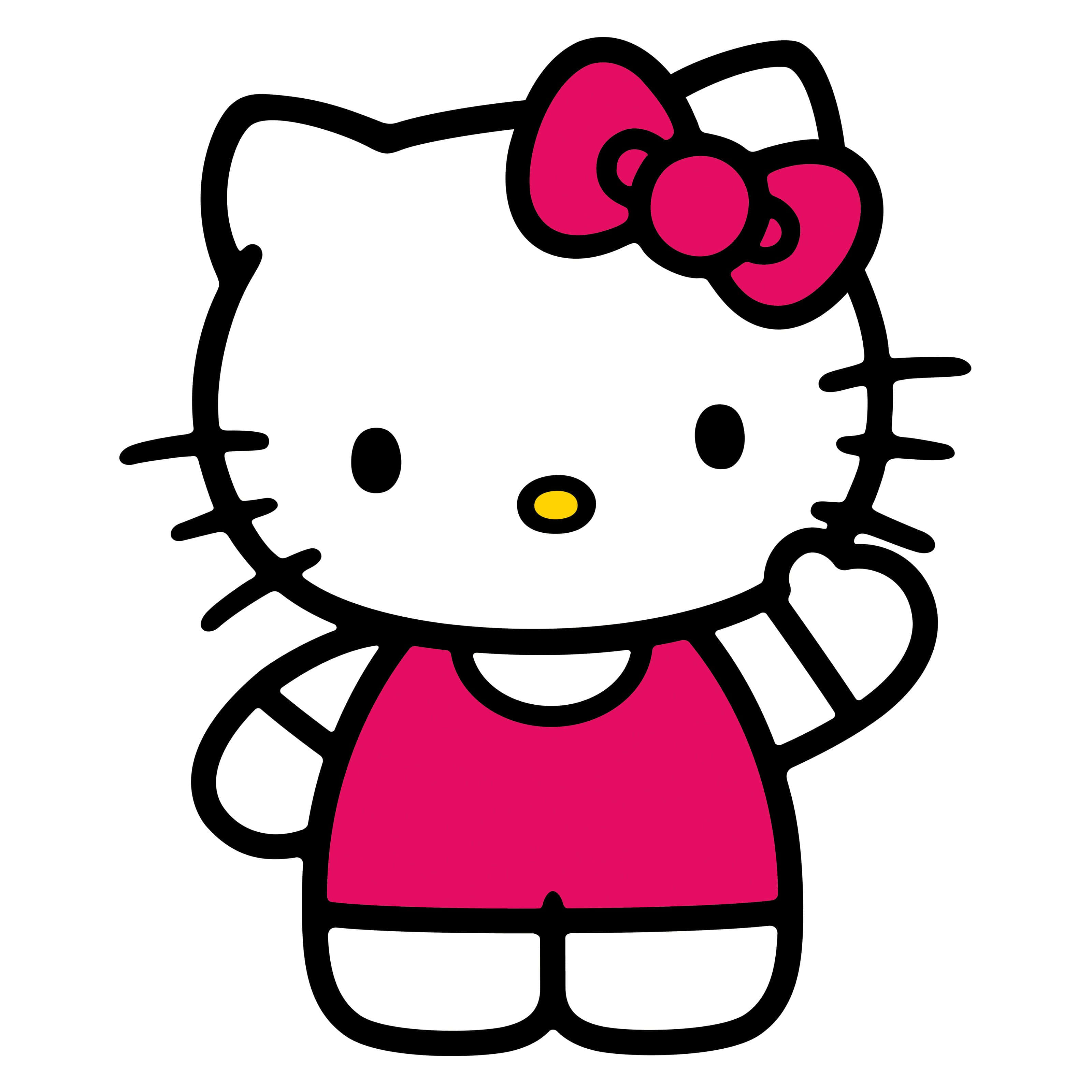 粉色背景中揮手的Hello Kitty 壁紙