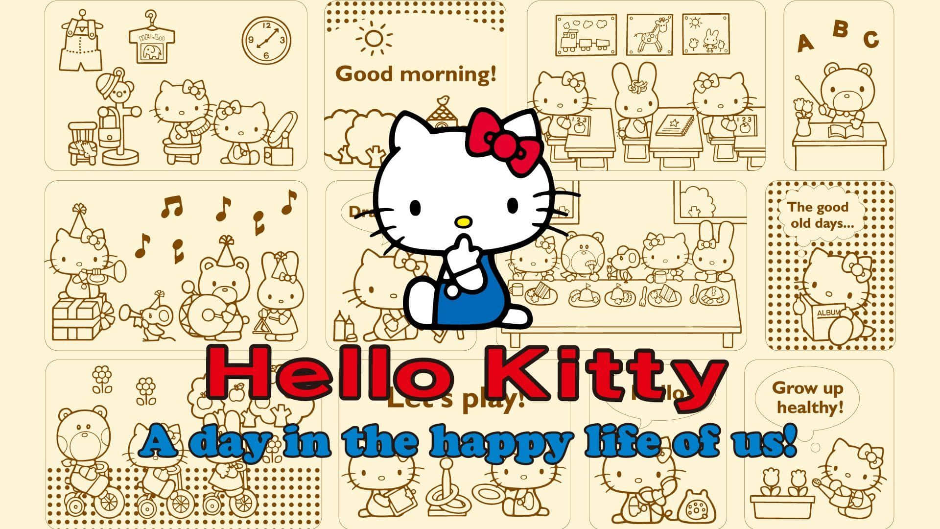 Hello Kitty 米色美學背景 壁紙