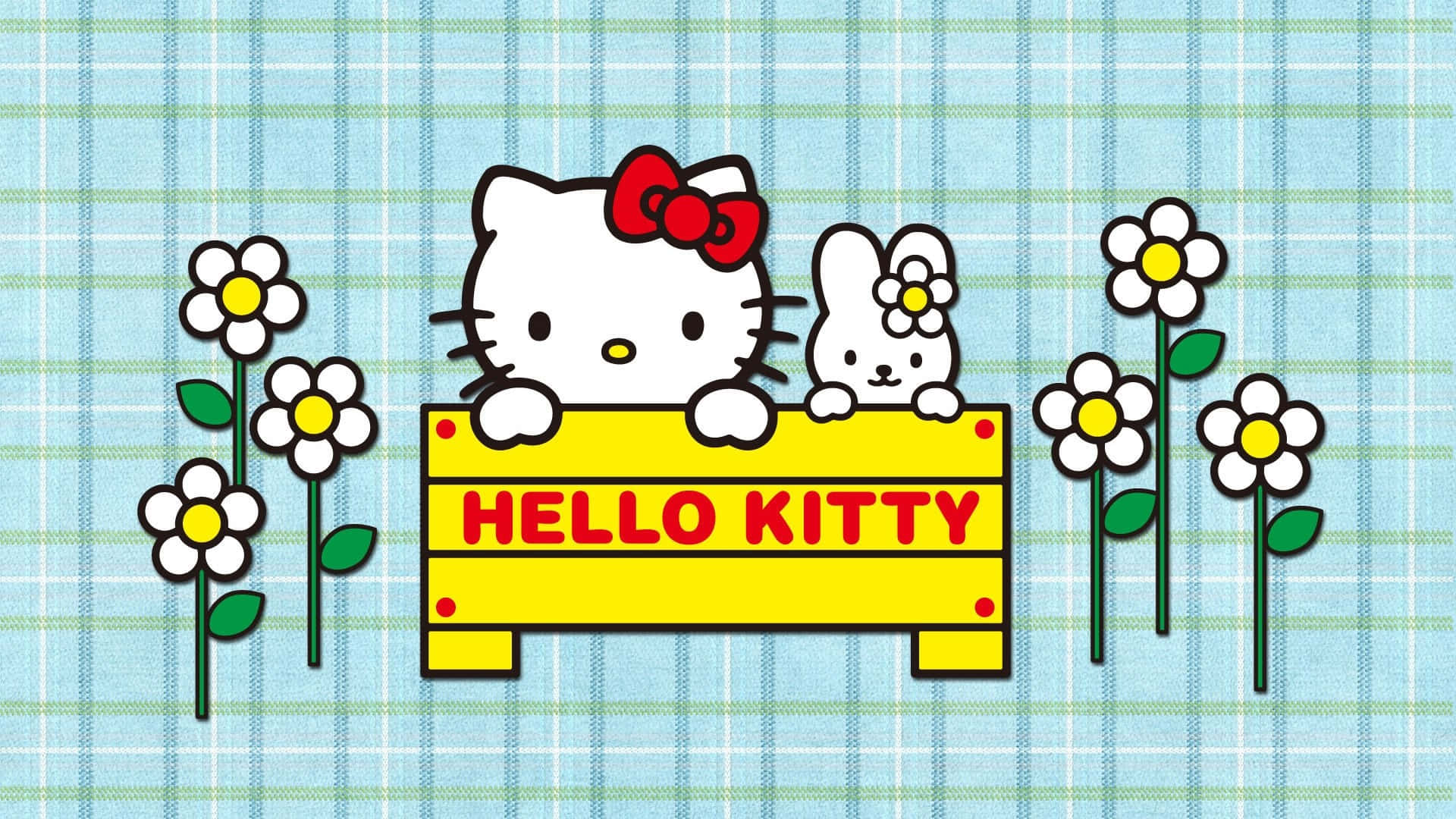 Hello Kitty 与兔子背景 壁紙