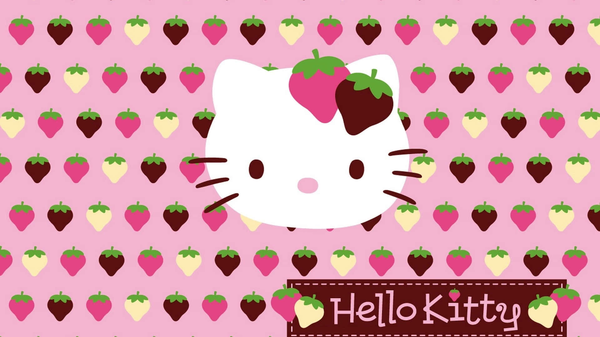 Hello Kitty 草莓圖案背景 壁紙
